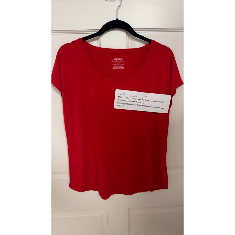 Chico’s Ultimate Tee Size 2 Red Short Sleeve Stretch Top